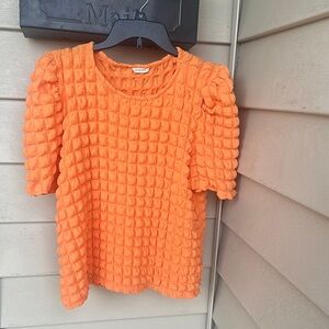 Jodifl Orange Textured Barbie core Short Sleeve Top, size Medium